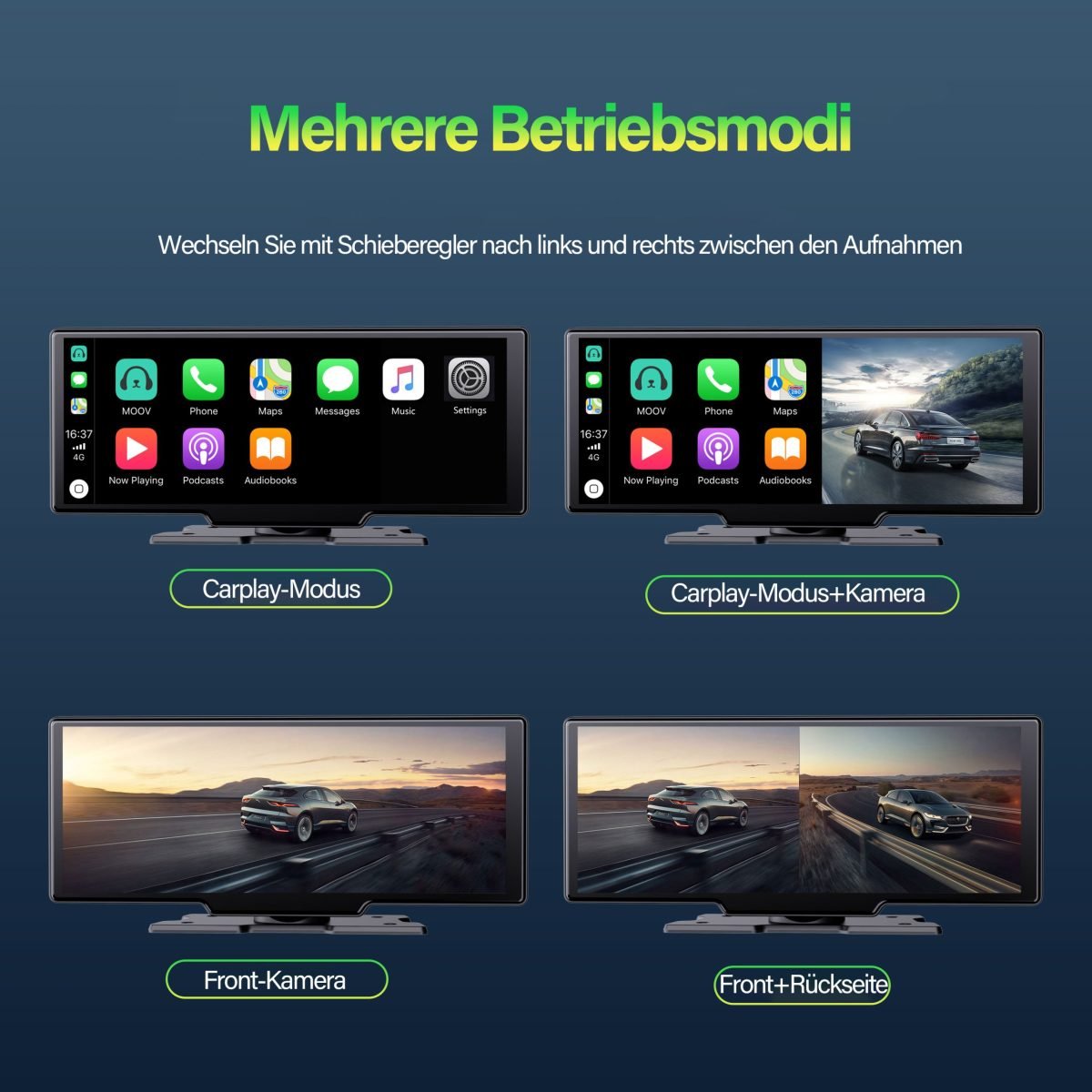 10" Portable CarPlay & Android Auto Touchscreen Einheit mit 4K Dashcam + Backup Cam für jedes Auto – Bild 7